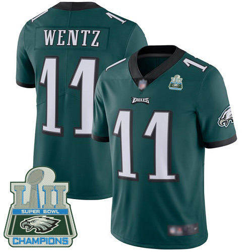 Men Philadelphia Eagles 11 Carson Wentz Midnight Green Team Color Vapor Untouchable NFL Jersey 1